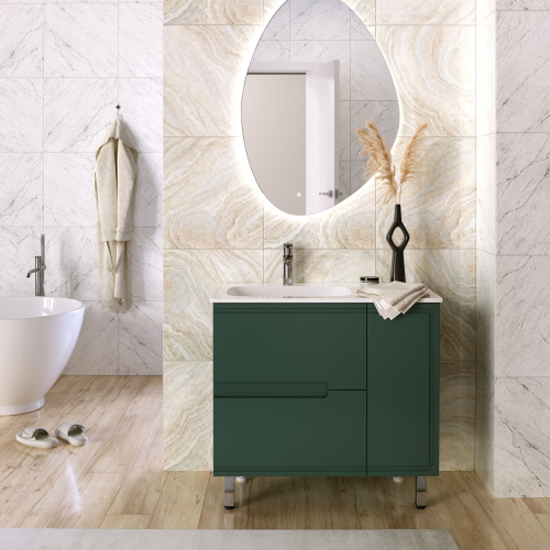 Тумба под раковину Taliente Cevia TA-MBC-90PR(L)-grigio verde 90х40 подвесная цвет зеленый - фото 4